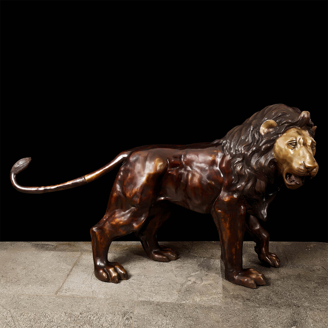 Brass Large Size Lion Statue Sculpture Decor Showpiece 77 Inches