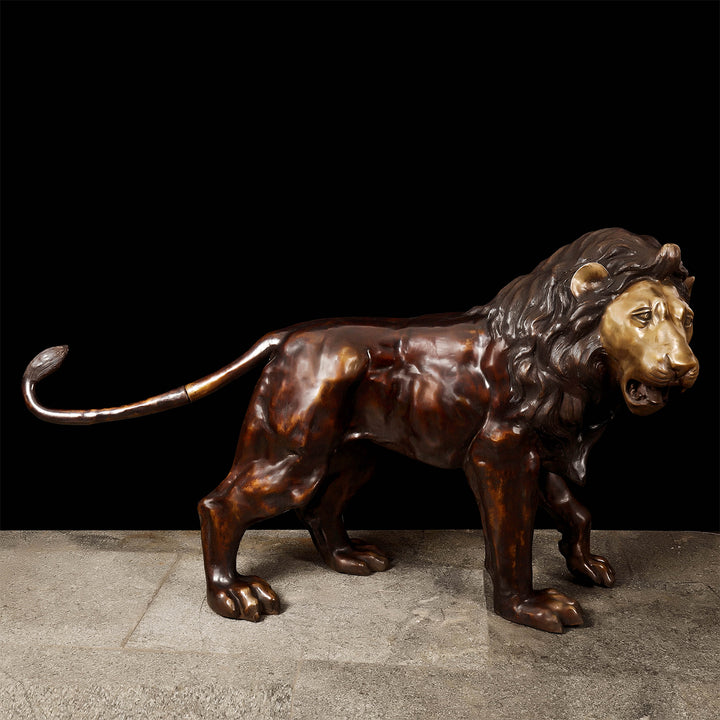 Brass Large Size Lion Statue Sculpture Decor Showpiece 77 Inches