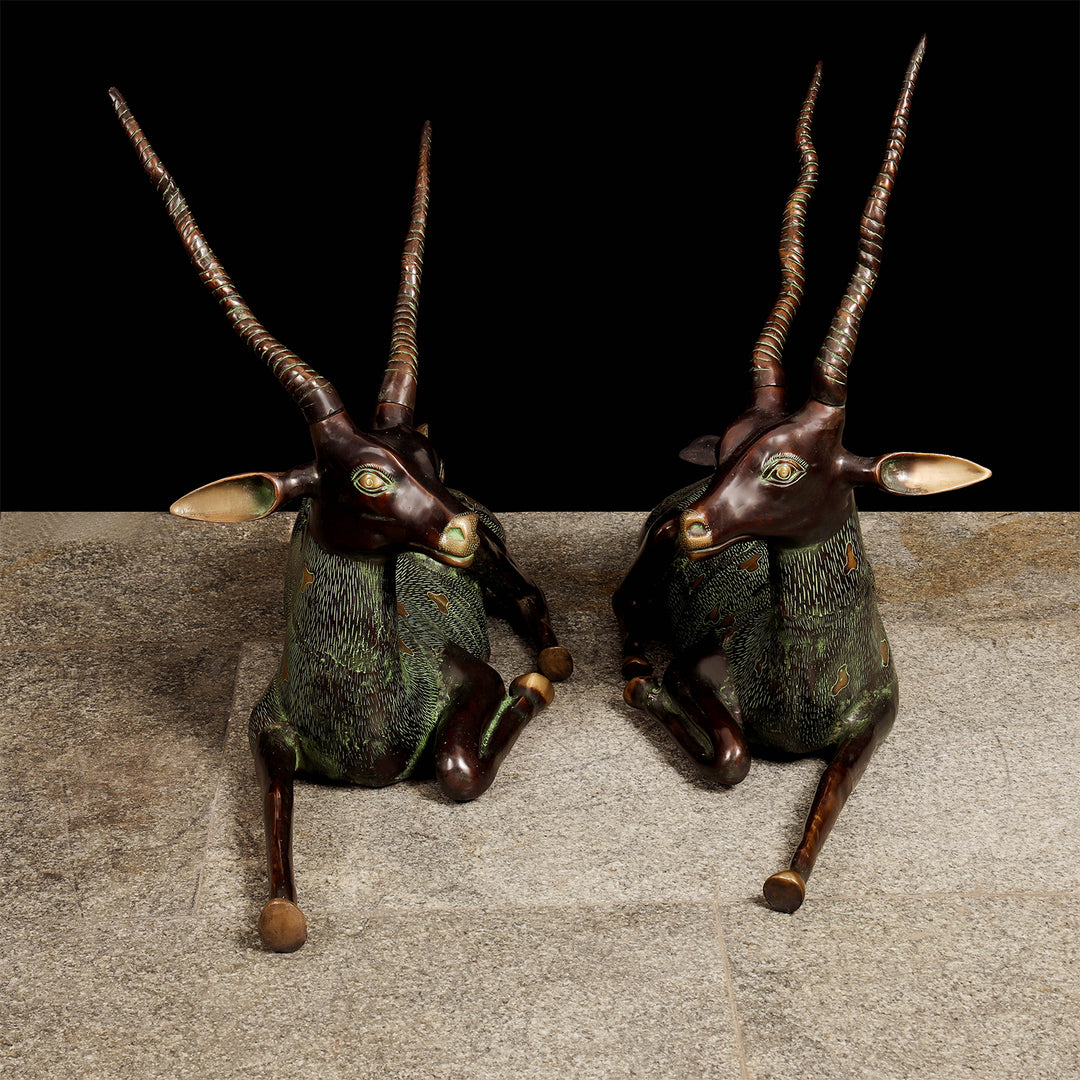 Brass Large Deer Pair Decorative Showpiece Animal Figurine 3 Feet
