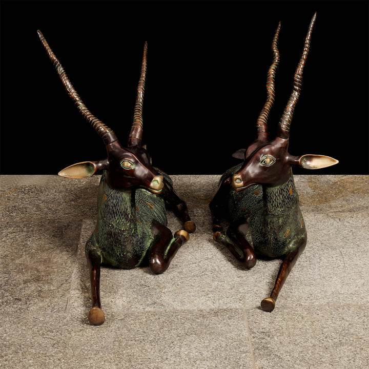 Brass Large Deer Pair Decorative Showpiece Animal Figurine 3 Feet