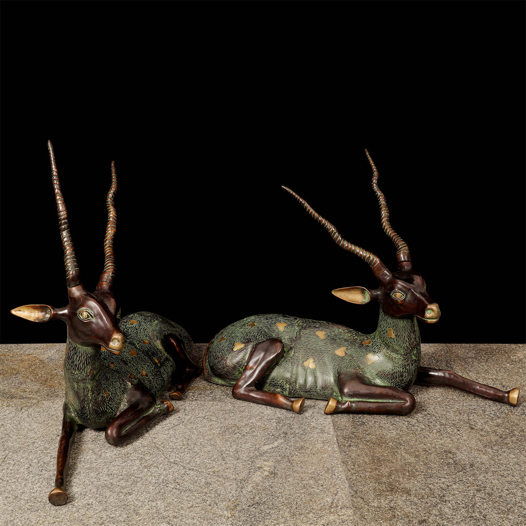 Brass Large Deer Pair Decorative Showpiece Animal Figurine 3 Feet