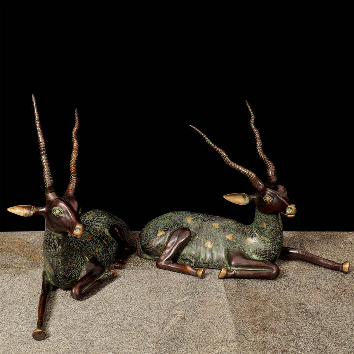 Brass Large Deer Pair Decorative Showpiece Animal Figurine 3 Feet