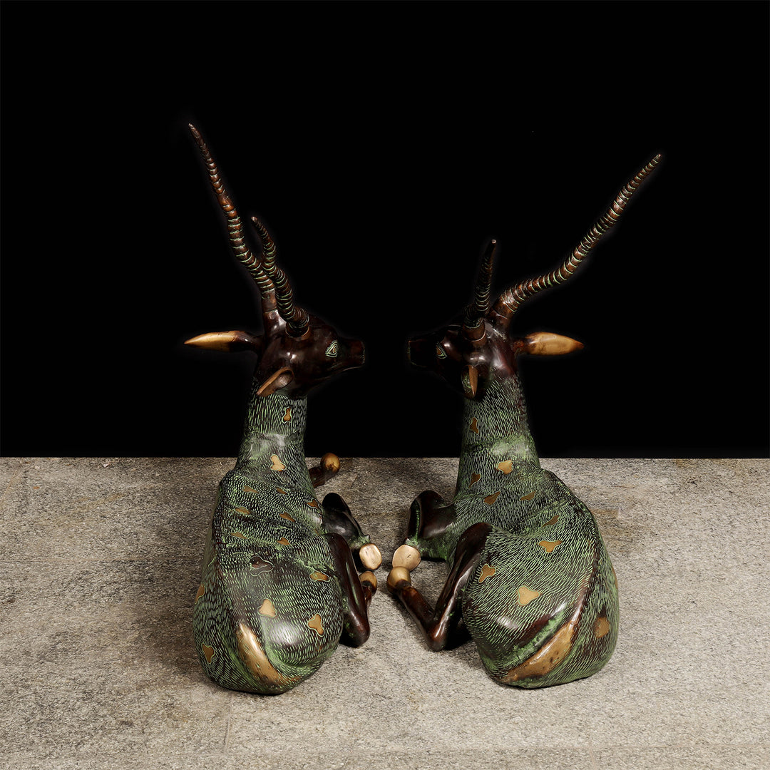 Brass Large Deer Pair Decorative Showpiece Animal Figurine 3 Feet