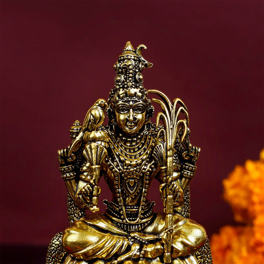 Brass Superfine Lalita Devi Rajarajeshwari Idol Golden Finish 4 Inch