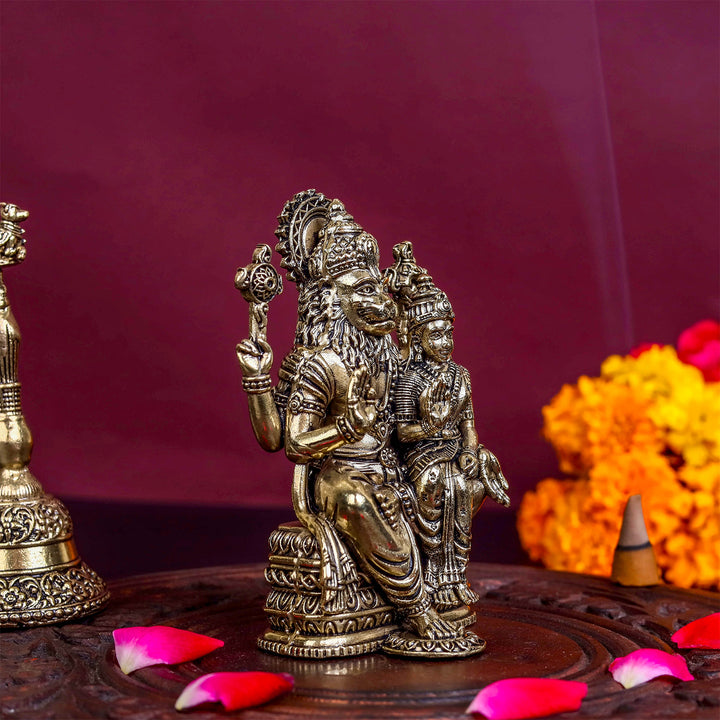 Brass Superfine Narasimha Lakshmi Idols 4 Inch