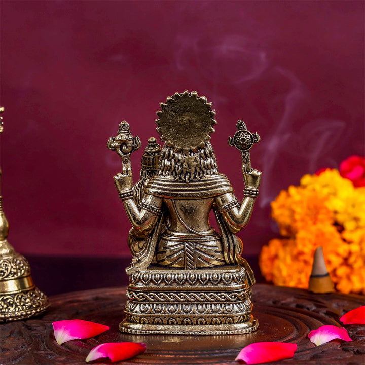 Brass Superfine Narasimha Lakshmi Idols 4 Inch