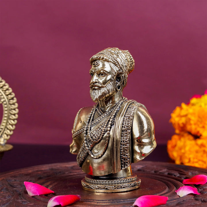 Brass Superfine Chatrapati Shivaji Maharaj Bust 4 Inch