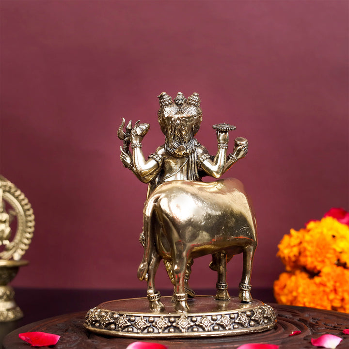 Brass Superfine Trinity Of Hindu God Dattatreya Idol 5.5 Inch