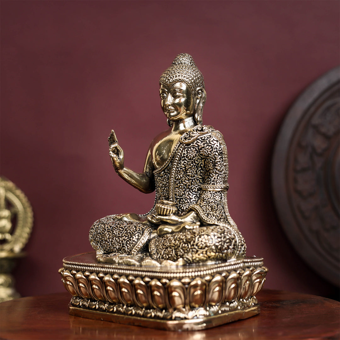Brass Superfine Blessing Buddha Statue 6 Inch