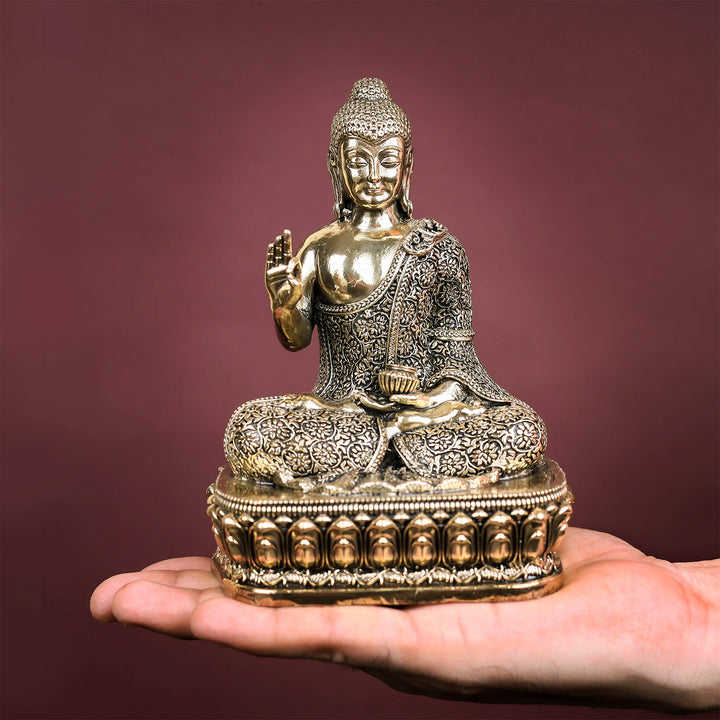 Brass Superfine Blessing Buddha Statue 6 Inch