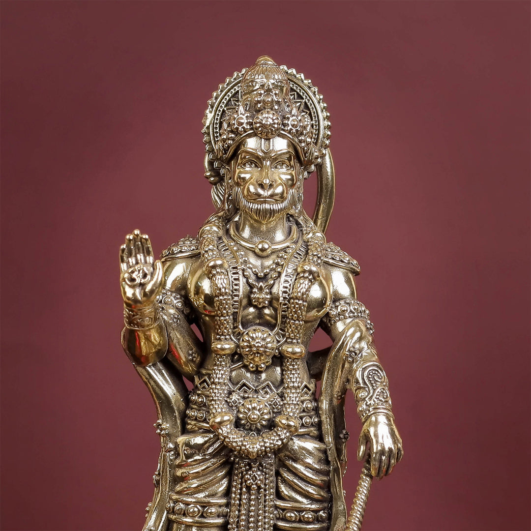 Brass Superfine Standing Hanuman Idol 8 Inch