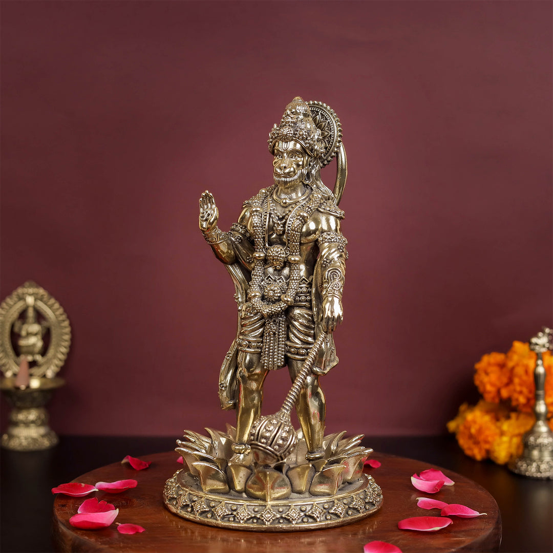Brass Superfine Standing Hanuman Idol 8 Inch