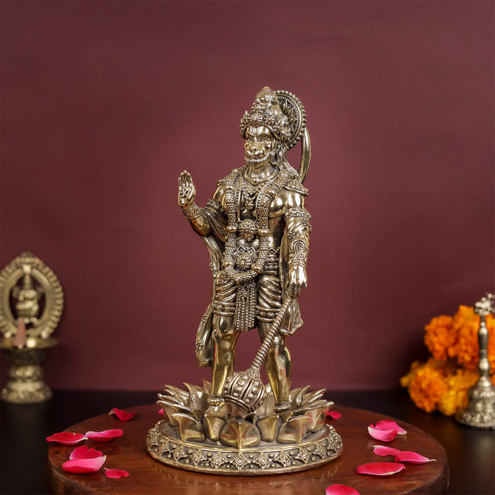 Brass Superfine Standing Hanuman Idol 8 Inch