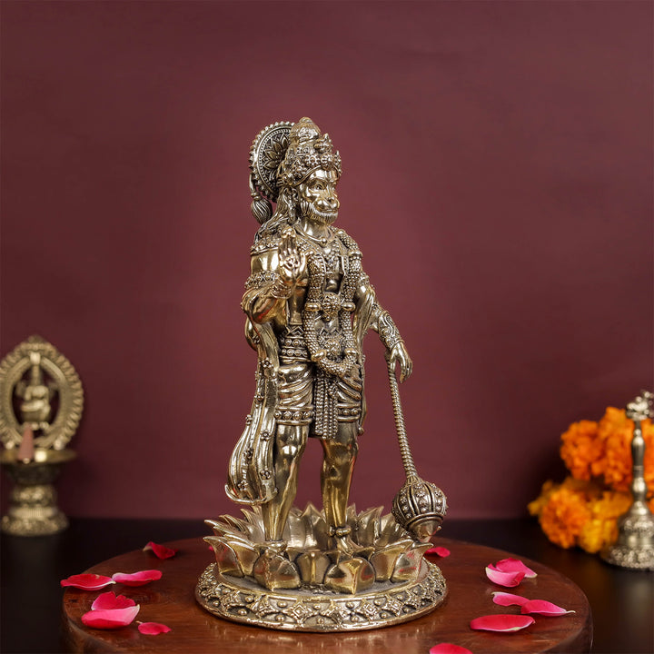 Brass Superfine Standing Hanuman Idol 8 Inch