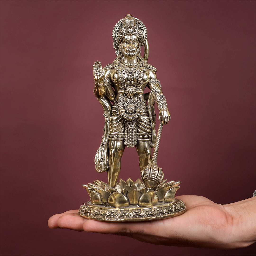 Brass Superfine Standing Hanuman Idol 8 Inch