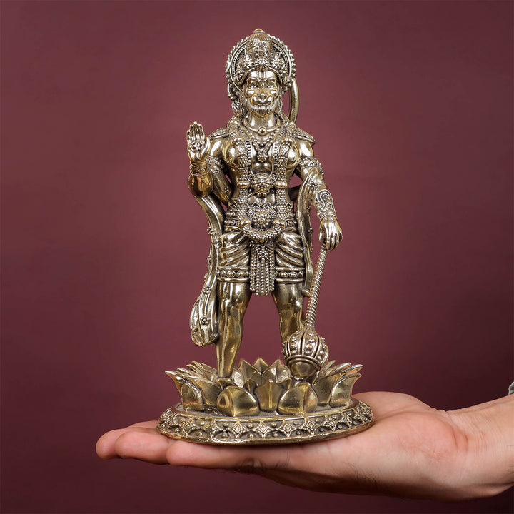 Brass Superfine Standing Hanuman Idol 8 Inch
