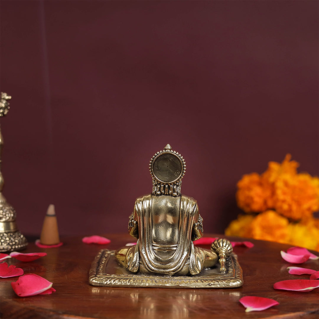 Brass Superfine Meditation Hanuman Idol Intricately Carved 3 Inch