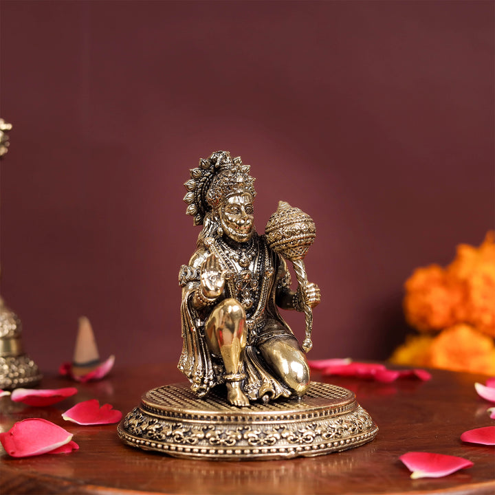 Brass Superfine Blessing Hanuman Idol 3.5 Inch