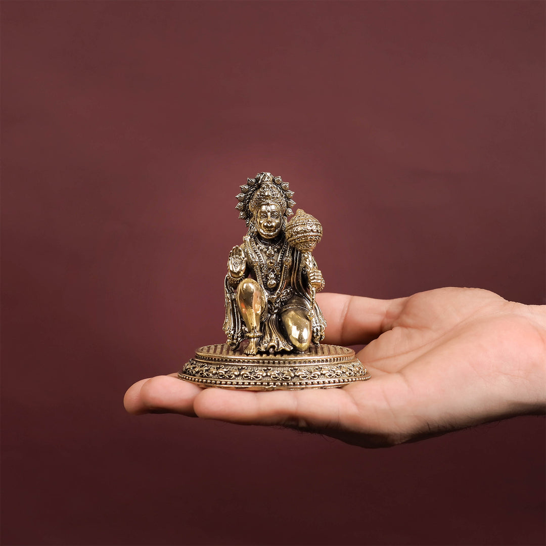 Brass Superfine Blessing Hanuman Idol 3.5 Inch