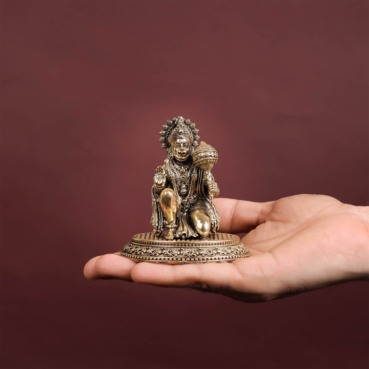 Brass Superfine Blessing Hanuman Idol 3.5 Inch