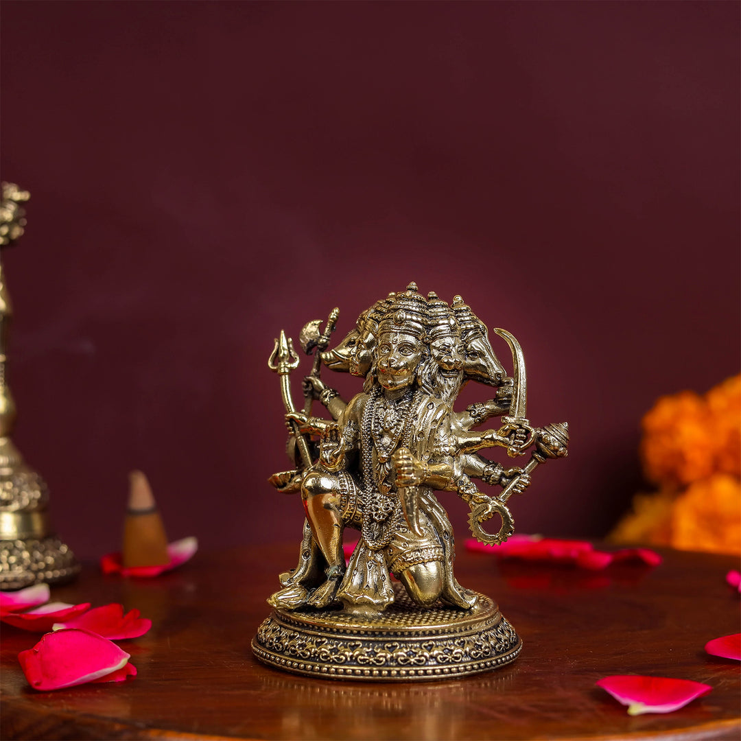 Brass Superfine Panchmukhi Hanuman Idol 3 Inch