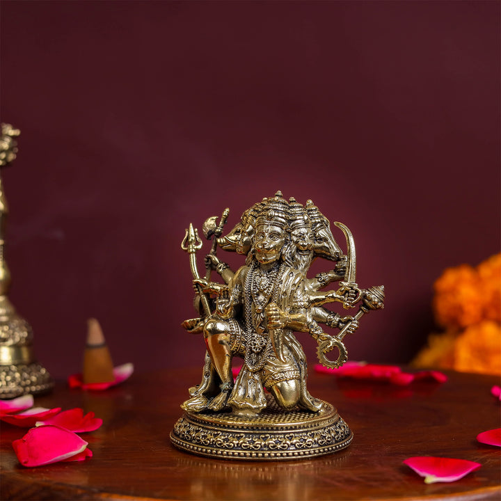 Brass Superfine Panchmukhi Hanuman Idol 3 Inch