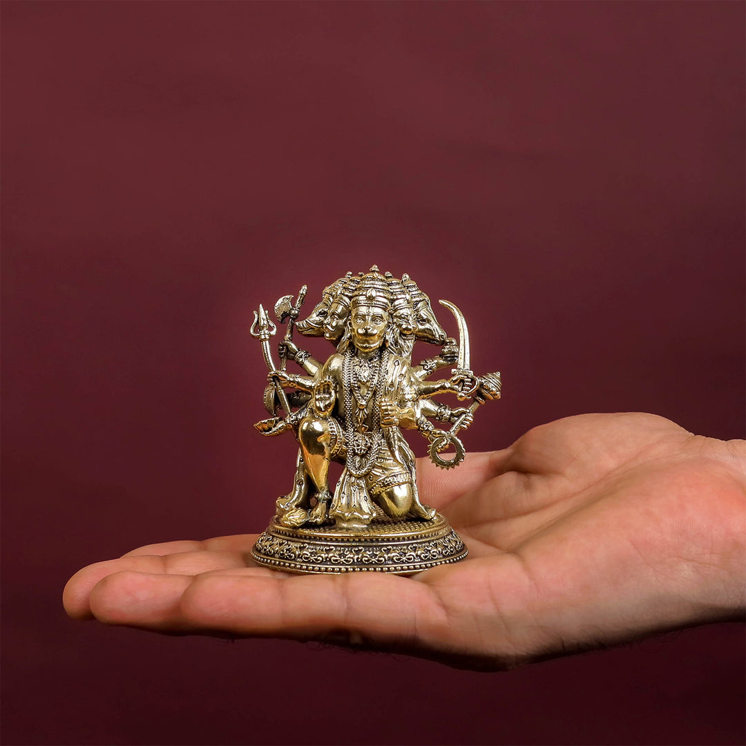 Brass Superfine Panchmukhi Hanuman Idol 3 Inch