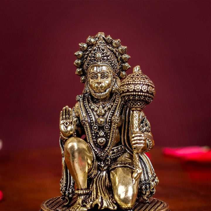 Brass Small Superfine Blessing Hanuman Idol 2.5 Inch
