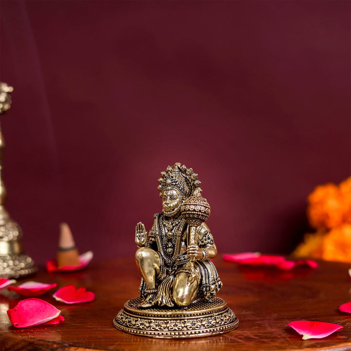 Brass Small Superfine Blessing Hanuman Idol 2.5 Inch