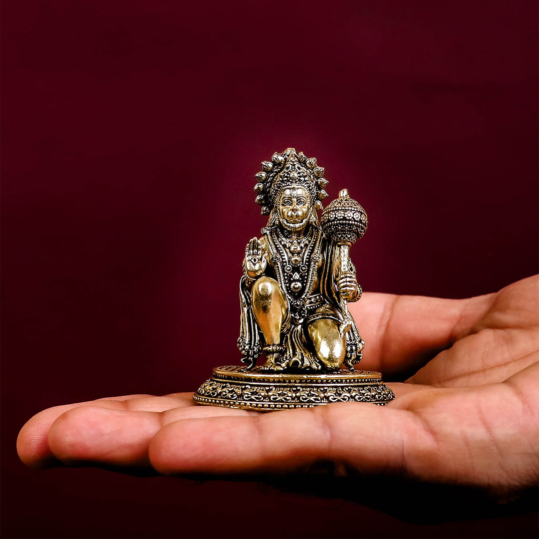 Brass Small Superfine Blessing Hanuman Idol 2.5 Inch