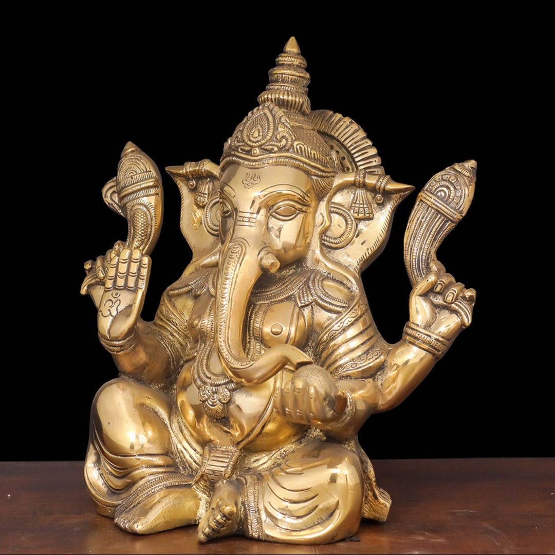 Brass Ganesha Idol For Home Decor Showpiece 1 Feet