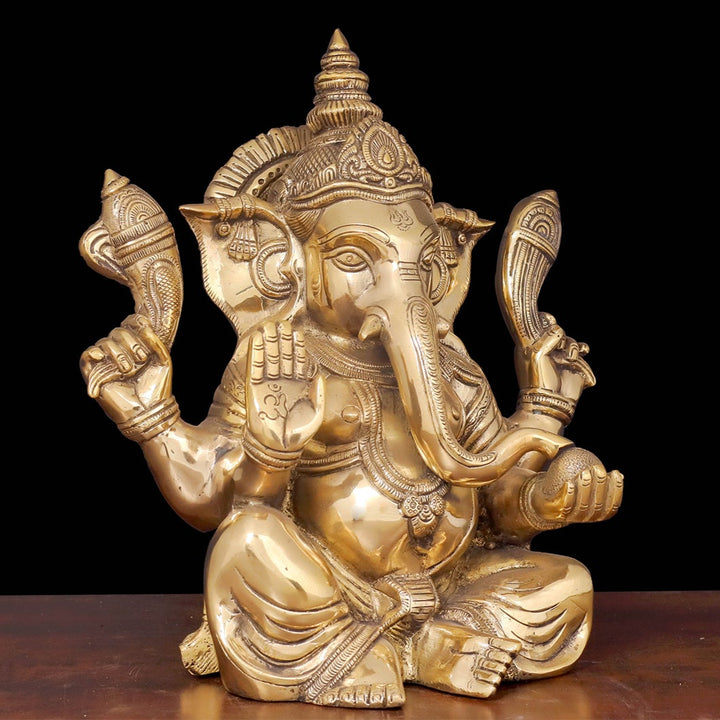 Brass Ganesha Idol For Home Decor Showpiece 1 Feet