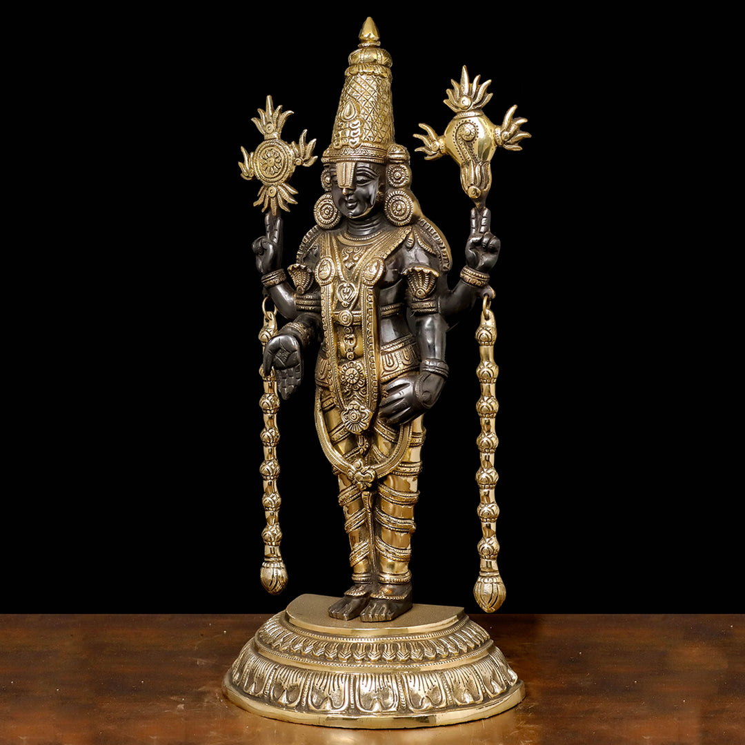 Brass Tirupati Balaji Idol Lord Venkateshwara Antique Finish 2 Feet
