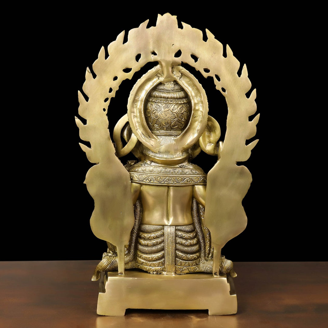 Brass Ganesha Statue With Frame For Home Decor 21 Inches
