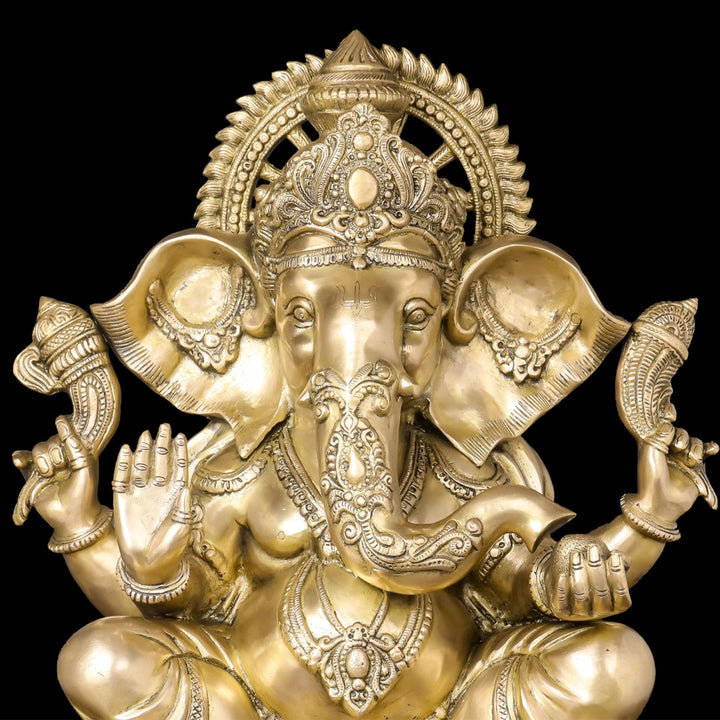 Brass Ganesha Statue Antique Finish For Home Decor 2 Feet