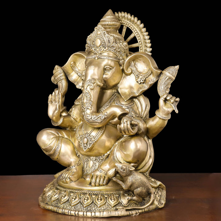 Brass Ganesha Statue Antique Finish For Home Decor 2 Feet