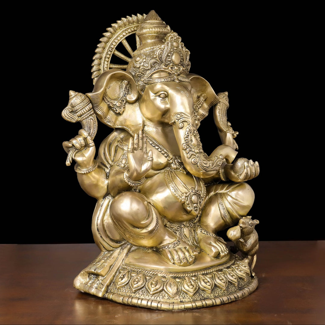 Brass Ganesha Statue Antique Finish For Home Decor 2 Feet