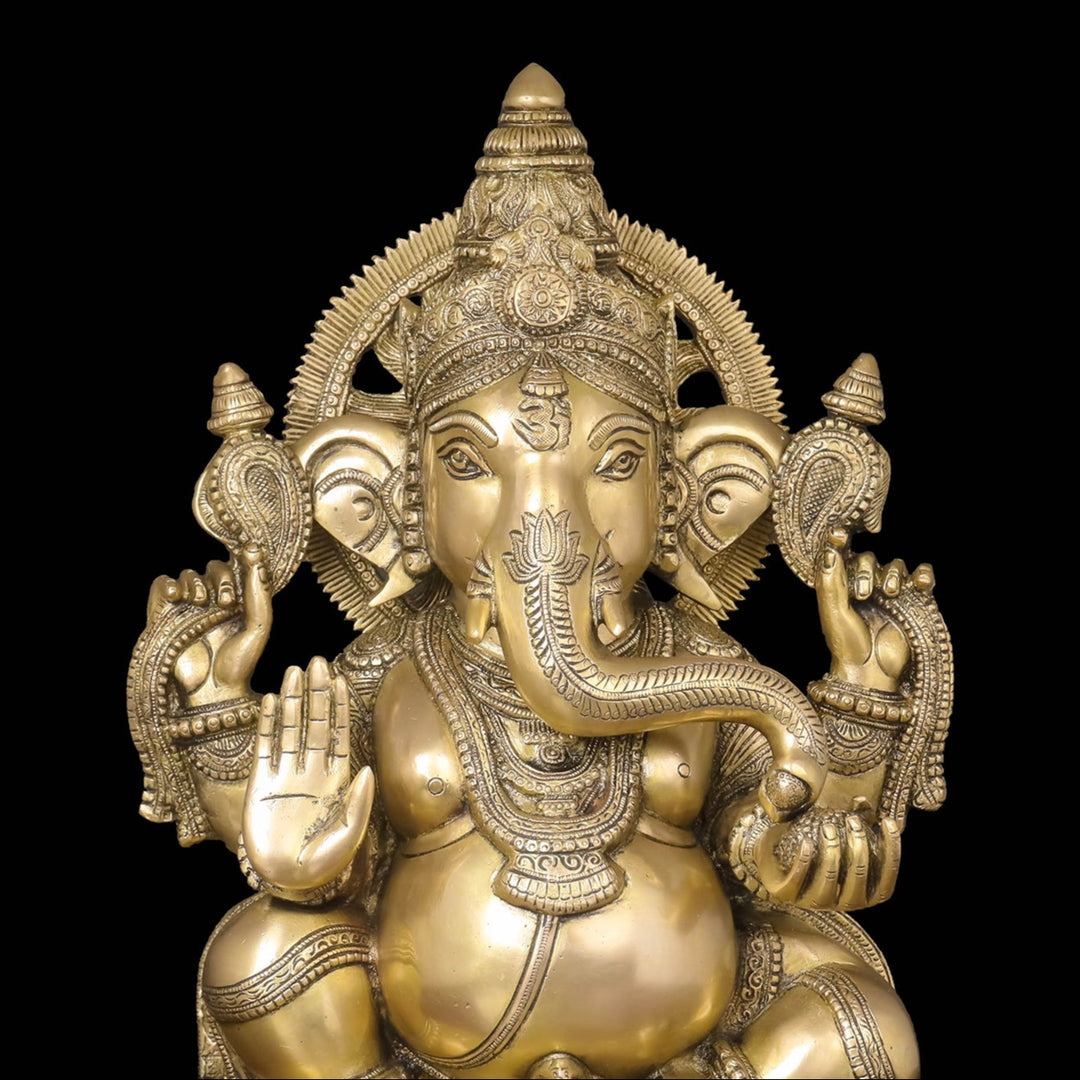 Brass Blessing Ganesha Statue For Home Decor 20 Inch