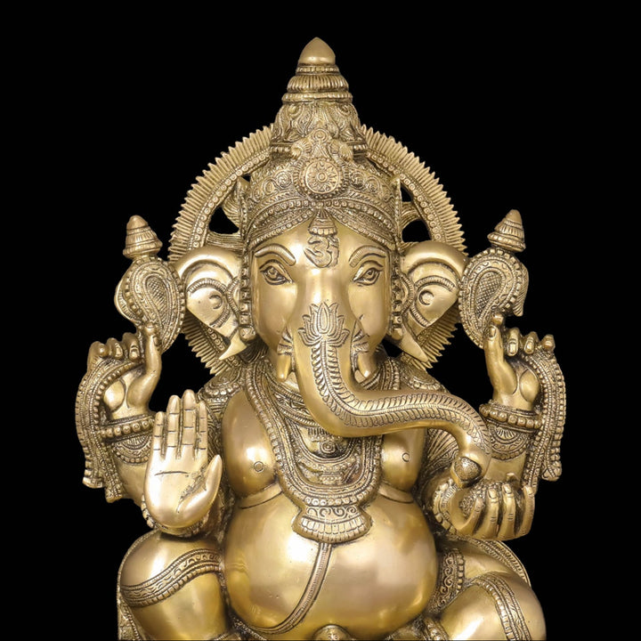 Brass Blessing Ganesha Statue For Home Decor 20 Inch