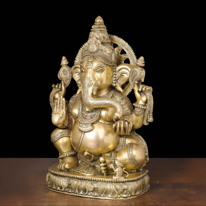 Brass Blessing Ganesha Statue For Home Decor 20 Inch