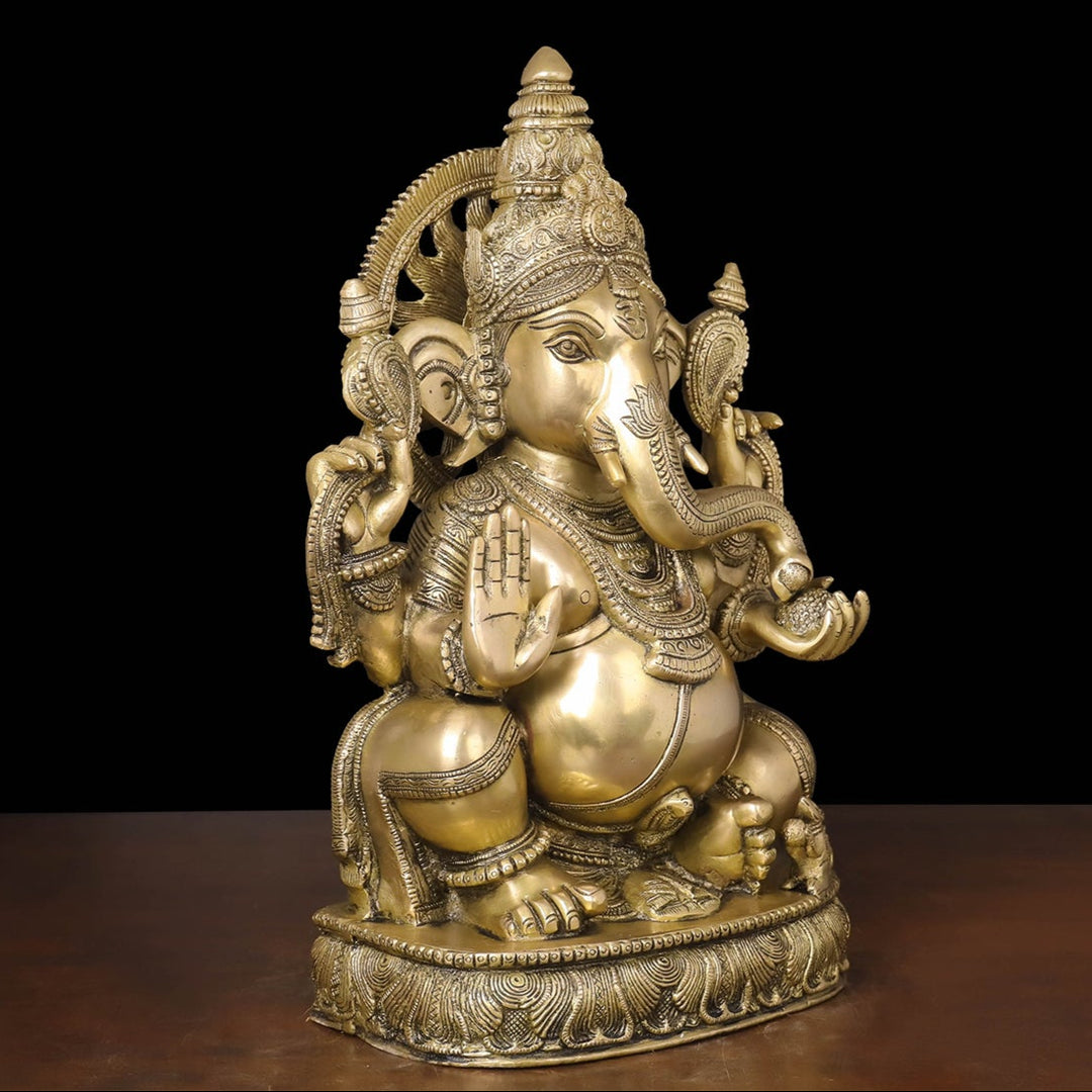 Brass Blessing Ganesha Statue For Home Decor 20 Inch