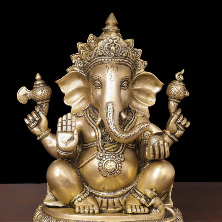 Brass Lord Ganesha Statue For Home Decor 14 Inches