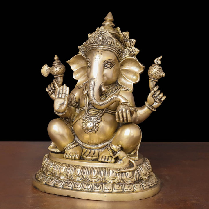 Brass Lord Ganesha Statue For Home Decor 14 Inches