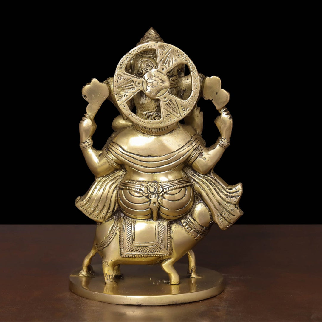 Brass Ganesha Idol Seated On Ret For Home Temple Decor 10 Inch