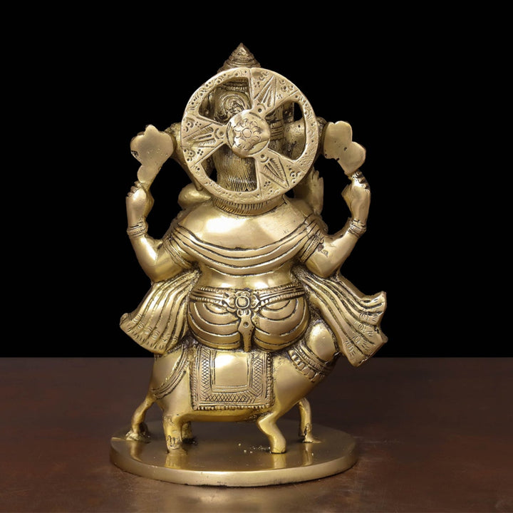 Brass Ganesha Idol Seated On Ret For Home Temple Decor 10 Inch