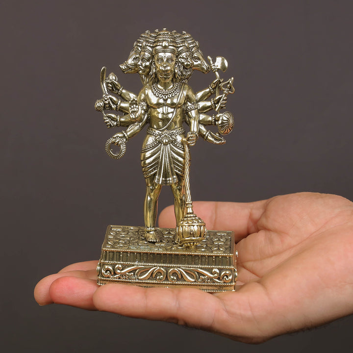 Brass Superfine Standing Panchmukhi Hanuman Idol 4.7 Inches