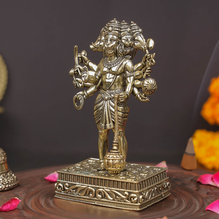 Brass Superfine Standing Panchmukhi Hanuman Idol 4.7 Inches
