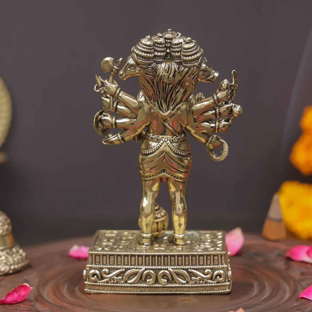 Brass Superfine Standing Panchmukhi Hanuman Idol 4.7 Inches