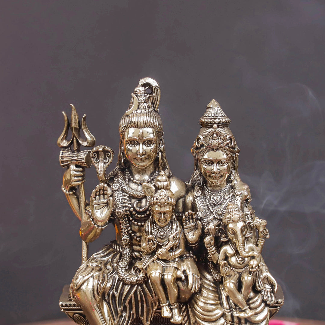 Brass Superfine Shiv Parivar Idol For Home Temple Decor 4 Inch
