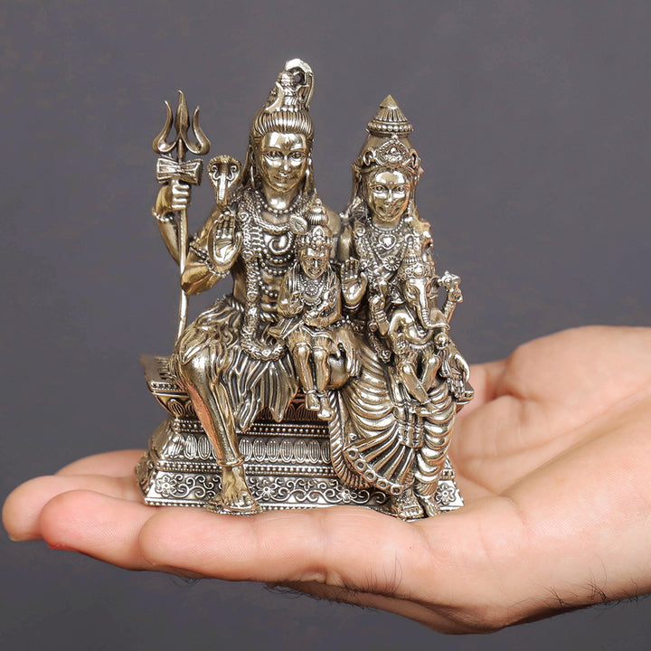 Brass Superfine Shiv Parivar Idol For Home Temple Decor 4 Inch
